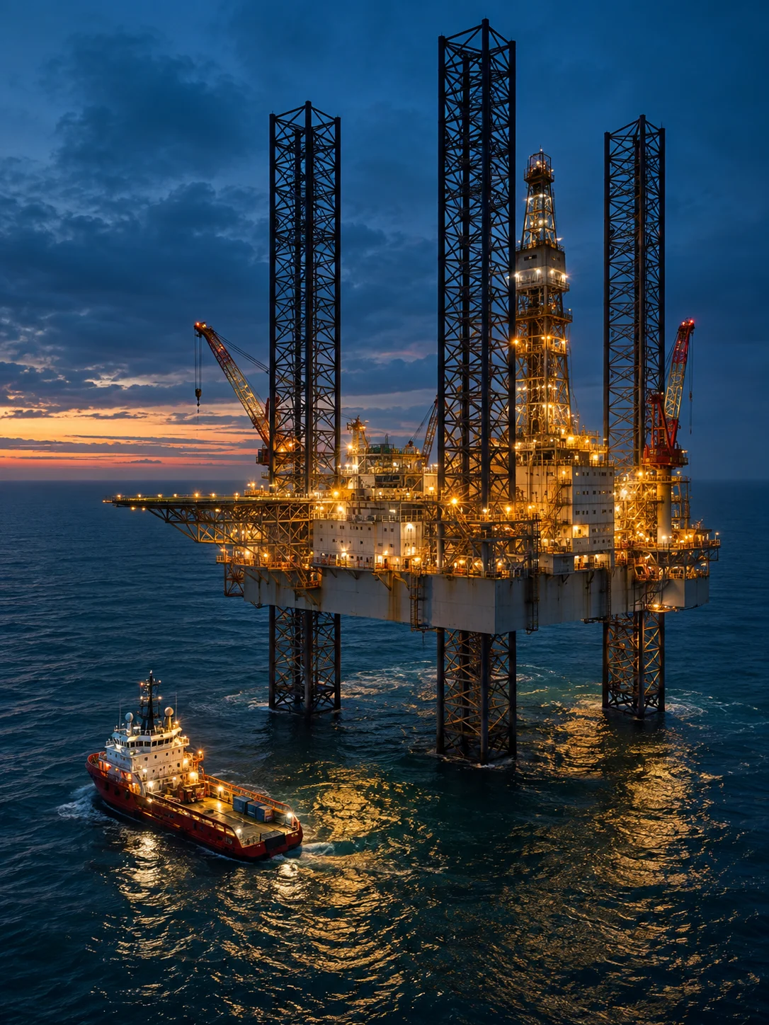Offshore installation at twilight